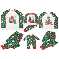 Божиќни пижами За Семејство, Врвови За Печатење Дрвја Со Долги Ракави Со Еластични Панталони За Половината