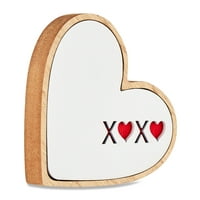 Начин да се слави 4,25 Дрвено декорација на дрвена срцева таблета, бела