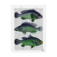 Трговска марка ликовна уметност „сина и зелена риба трио“ платно уметност од фан фанки