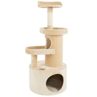 4 -часовна кула за мачки - Кондо за мачки со дремени перки, тунел и сисал јаже постепено - мачко дрво за мачки во затворен простор