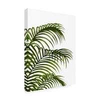 Трговска марка ликовна уметност „Палма лист 1, зелена на бела„ платно уметност од фаб фанки