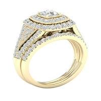 Империјал 3 4CT TDW Diamond 10K жолто злато двојно ореол невестински прстен