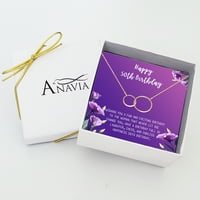 Анавија среќен 50-ти роденденски подароци од не'рѓосувачки челик моден ѓердан роденденска картичка накит подарок за неа, роденденски подарок за баба-[розово злато б