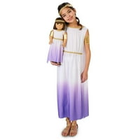 Виолетова страст грчка божица детска костум со соодветна костум за кукли
