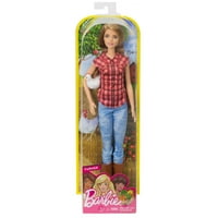 Барби Кариери Земјоделец Кукла Со Црвена Карирана Врвот И Пилешко