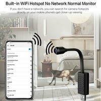 Мала Безжична WiFi Камера, USB IP Дадилка Камера Со Ноќно Гледање, Откривање На Човечко Движење НА АИ, Складирање Облак, Пренос