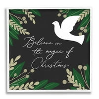 Sumbell Industries Magic of Christmas Botanical Dove Graphic Art White Rramed Art Print Wall Art, Design By Kyra Brown