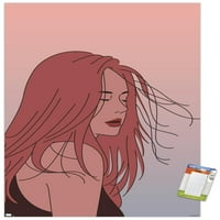Рачна нацртана жена со постер за boид на косата, 22.375 34