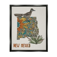 Индустриски студенти сложени Ново Мексико Јука и Роудрунер Флорална птица графичка уметност авион црно лебдечко платно печатење wallидна уметност, дизајн од Валент