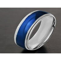 Крајбрежен накит со сина боја со сина боја со два тона прстен од не'рѓосувачки челик