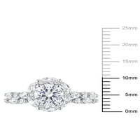 Miabella Women's 3- Carat T.G.W. Создаден бел сафир и дијамант акцент 10kt бело злато гроздобер невестински сет