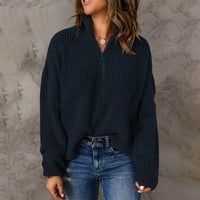 Џемпери Паѓаат Дозвола Женски Обични Модни Еднобојни Ракави V-Вратот Ruched Пуловер Блуза Блузи