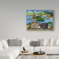 Трговска марка ликовна уметност „Americana Seaside Lighthouse“ Canvas Art од Шерил Бартли