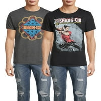 Marvel Shang Chi Logo Man's & Big Graph Christ Graphic T-M-Pack 2-пакет, големини S-3XL