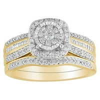 Засекогаш невеста 10К жолто злато CTTW дијамантски перница за невестински прстен, жени, возрасни