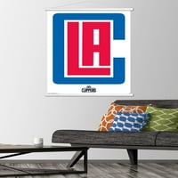 Лос Анџелес Клиперс - Лого Ѕид Постер Со Дрвена Магнетна Рамка, 22.375 34