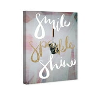 Винвуд студио типографија и цитати wallидни уметности платно печати „насмевка искра сјај“ Инспиративни цитати и изреки - злато,