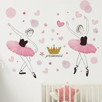 Танцување Девојка Ѕид Налепници Романтична Љубов Во облик На Круна Шема самолепливи Налепници Дома Декорација